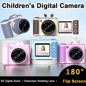 Appareil photo numérique pour enfants 180 °   Objectif rotatif télescopique à écran rabattable, zoom numérique 8X pour la photographie, adolescents, garçons, filles - Product Image 2