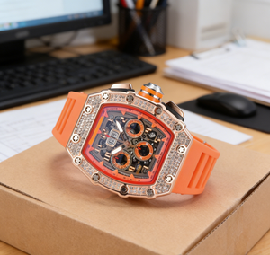 Montre de luxe pour homme de haute qualité, sertie de diamants, avec aiguille des secondes à six positions, multifonctionnelle, à quartz - Product Image 3