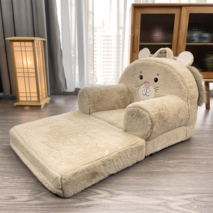 Design morbido divano in schiuma convertibile a forma di <span class=keywords><strong>leone</strong></span> in pelliccia sintetica divano in schiuma per bambini personalizzato divano pieghevole multifunzionale in spugna - Product Image 4