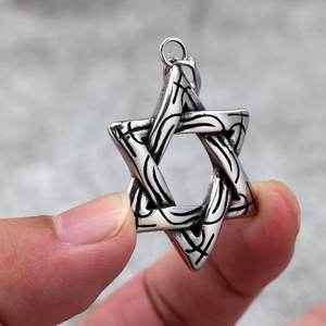 Collar con colgante de estrella de seis puntas de acero inoxidable para hombres y mujeres, joyería de regalo, diseño geométrico - Product Image 4