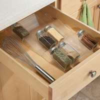 Étagère en plastique à longueur réglable pour épices, ensemble de 2 pièces, organisateur de cuisine, tiroirs, rangement de haute qualité