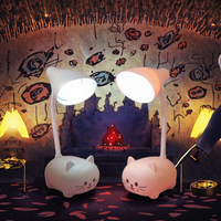 Veilleuse de table LED moderne pour enfant, design mignon de dessin animé, animaux domestiques (ours, cochon, chat, chien), en ABS, rechargeable par USB, protection des yeux