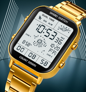 Montre-bracelet numérique de luxe SKMEI 2301, étanche, avec boîtier en acier et bracelet en acier inoxydable, modèle sport, très vendue - Product Image 1