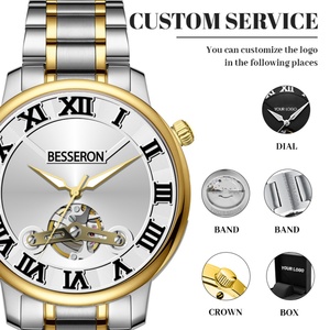 Reloj Mecánico Automático de Lujo para Hombre, Marca Personalizada, Movimiento Totalmente Automático, Correa de Cuero y Acero Inoxidable de 22 mm de Ancho, con Alarma - Product Image 4