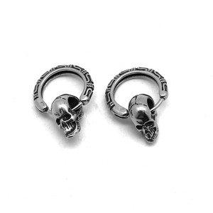 yunnique Skull Stud Earrings Titanium Steel Geometric Design Fashionable Unisex Jewelry Retro European American Style - Product Image 5