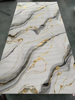 Panneau mural en PVC brillant MORLENX gris or agate marbré UV pour décoration intérieure de luxe