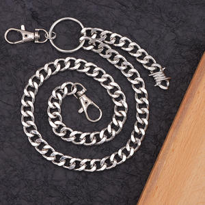 Cadena de cintura de metal plateado grueso con colgante de púas, accesorio de moda hip hop para uso diario - Product Image 4