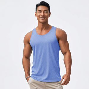 Camiseta sin Mangas para Hombre, Color Azul Sólido, Cuello Redondo, Transpirable, Tejido Ecológico, Ropa Casual, ODM - Product Image 1