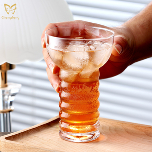 Crystal Pearl Diver Glass Sedoso Copas de cóctel 370ml Unique Caterpillar Copas de cóctel Tallo roscado flauta de champán - Product Image 5