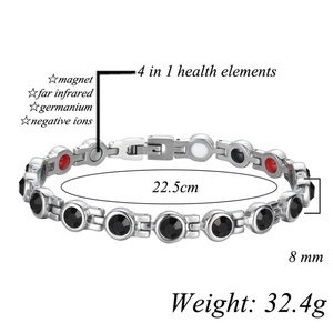Wholesale Stainless Steel Silver Plated Magnetic Therapy Classic <b>Bracelet</b> Women Crystal Pain Relief Waterproof Trendy Health - Product Image 3