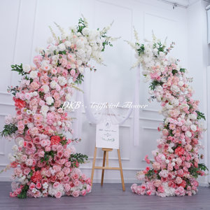 DKB hecho a medida suave rosa seda imitación Rosa flor artificial arco fiesta boda Fondo arco - Product Image 2