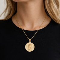 Pendentifs personnalisés pour hommes et femmes, en cuivre chrétien plaqué or 14 carats, zircon, style hip-hop, Jésus
