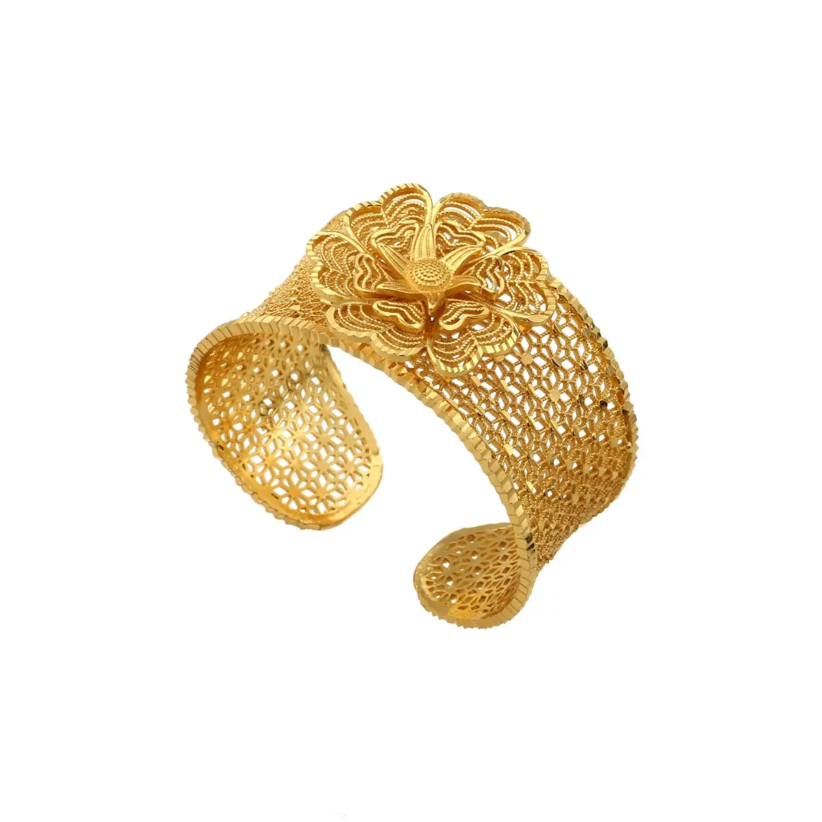African Bangle Bracelet For Women Men Luxury Flower Indian Dubai 24k Gold Bangles Charms Gift Wholesale Jewelry