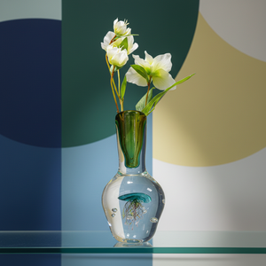 Jarrón de Vidrio de Estilo Natural Moderno de Alta Gama, Decoración para Sala de Estar u Oficina, Jarrón de Vidrio Soplado a Mano - Product Image 1