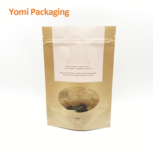 2024 Listo para enviar <span class=keywords><strong>Doypack</strong></span> Zip Marrón Negro Craft <span class=keywords><strong>Bolsas</strong></span> de pie Embalaje de alimentos Cremallera Papel <span class=keywords><strong>Kraft</strong></span> Mylar Bag con ventana - Product Image 1