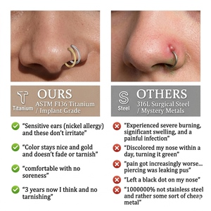 JiaXin Anello Clicker a Cerniera in Titanio ASTM F136 G23 per Septum, Naso, <span class=keywords><strong>Trago</strong></span>, Cartilagine, Helix, Daith, Rook, Conch - Product Image 4