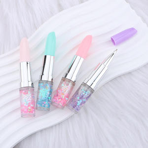 قلم جل إبداعي على شكل أحمر شفاه، قرطاسية لطيفة للطلاب، سائل بتأثير الرمال المتحركة واللمعان، هدية إعلانية، 0.5 مم، بلاستيك، للمكتب - Product Image 4