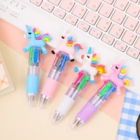 Stylo bille miniature mignon en plastique 4 couleurs, 0,7 mm, motif dessin animé, pour l'école, la papeterie, les récompenses et les cadeaux