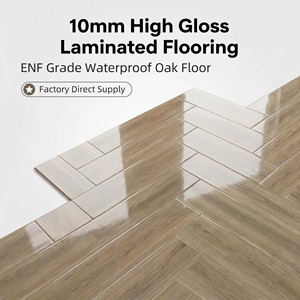 Plancher en bois <span class=keywords><strong>stratifié</strong></span> haute brillance 10 mm, finition miroir, qualité ENF, résistant à l'eau, chêne, usine de fabrication de parquet - Product Image 1