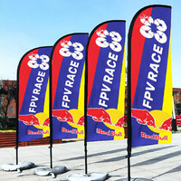 Drapeaux de plumes de plage AD jardin en bordure de route en polyester personnalisé nouveau support de bannière personnalisé promotionnel en plein air populaire