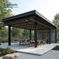 Gazebo extérieur en aluminium avec pare-soleil électrique Pavillon solaire de toit étanche bio-climatique pour l'arrière-cour