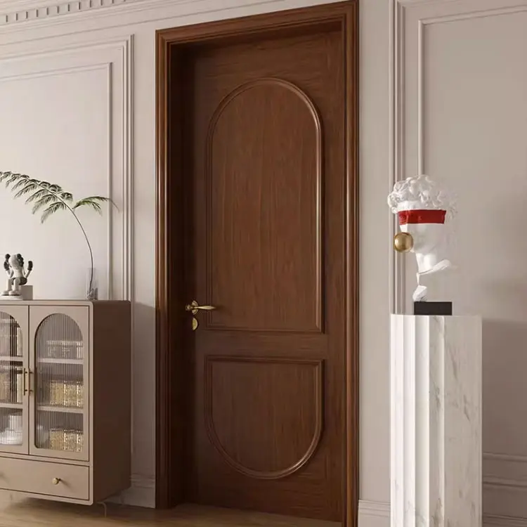 एकल परिसर प्रवेश आंतरिक ठोस लकड़ी दरवाजा लकड़ी के पीसी ठोस कोर भूरे रंग के बेडरूम का दरवाजा
