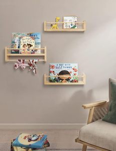 Vente en gros ensemble de 3 étagères flottantes blanches pour présentoir de pépinière en <span class=keywords><strong>planche</strong></span> brute étagère à livres murale blanche - Product Image 5