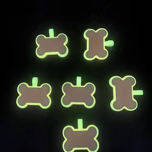 dogs cats tags for laser free sample luminous green glow in the dark silicone pet tag id name tags for anti-lost your pets