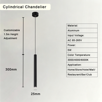 Luminaire suspendu cylindrique long noir de style scandinave, LED, finition mate, pour salon, entrée de ferme, couloir