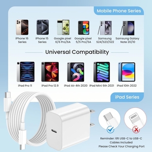 อะแดปเตอร์ชาร์จเร็ว USB-C 20W PD สำหรับ <span class=keywords><strong>iPhone</strong></span> 16 15 <span class=keywords><strong>14</strong></span> 13 12 11 <span class=keywords><strong>Pro</strong></span> <span class=keywords><strong>Max</strong></span>/สำหรับ MacBook Air/สำหรับ iPad <span class=keywords><strong>Pro</strong></span> สาย Type C - Product Image 5