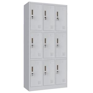 Casier plat de 9 portes avec serrure à clé, <span class=keywords><strong>vestiaire</strong></span> en métal à 3 niveaux, compartiment de rangement pour étudiants, armoire en acier - Product Image 1