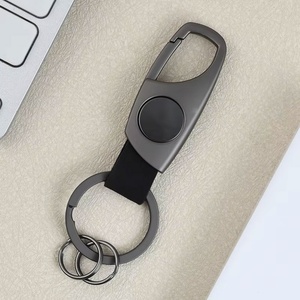 Creative Men's Waist Hanging Keychain Simple Leather Metal Stainless Steel Engraving Car Keychain - Product Image 4