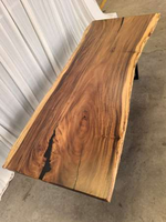 Table de bureau de grande taille en bois massif avec bord naturel, plan de travail en bois massif, comptoir de boucher, support d'exposition, plateau de table en bois