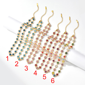 Collier à chaîne avec pendentif en zircon multicolore, plaqué or 18 carats, en acier inoxydable, bijoux pour mariage, fête, tenue de mariée - Product Image 1