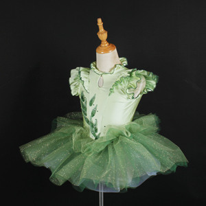 Disfraz de Danza de Hojas Verde Claro para Niños, Vestido de Tutú de Hada Brillante <span class=keywords><strong>con</strong></span> Adornos para Actuación en Escenario - Product Image 2