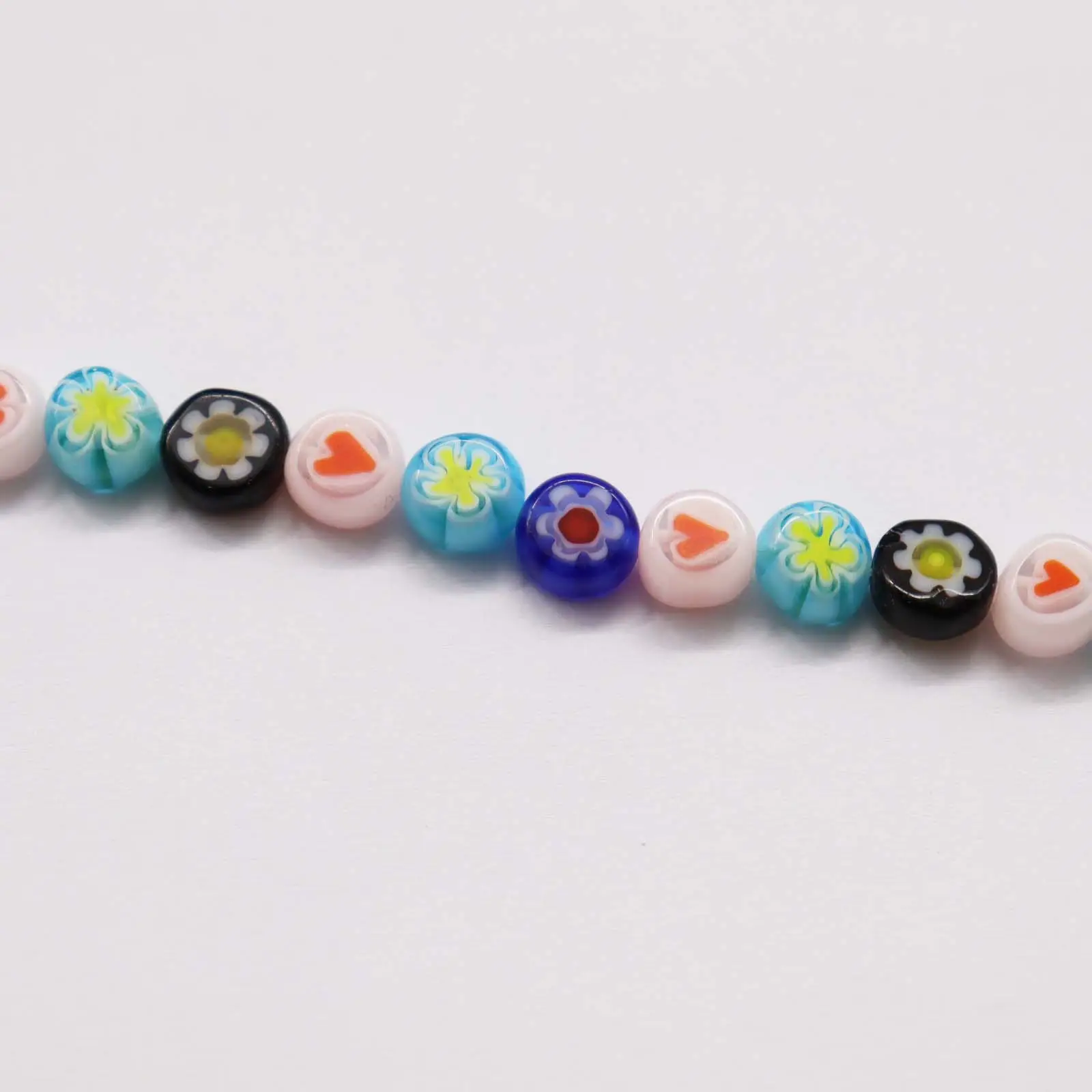 6mm millefiori glass flower mosaic glass beads without hole colored flat bead mosaic pieces