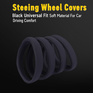 Funda para volante negra, ajuste universal, material suave para mayor comodidad al conducir. - Product Image 3