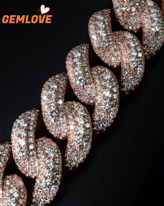 Cadena Cubana de Diamantes Chapada en Oro, Joyería Hip Hop, Estilo Bling, Venta Caliente - Product Image 3