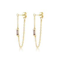 Déclaration empilable S925 argent luxe Marquise couleur Zircon chaîne boucles d'oreilles pour femmes gland influenceur Style