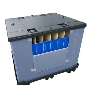 Cheap price collapsible stackable cargo storage equipment palletized foldable plastic box bin for sale