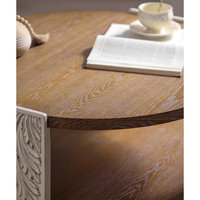 Table basse ronde de luxe légère à 2 niveaux, style vintage, pour salon, en bois massif avec pieds sculptés blancs, durable KES