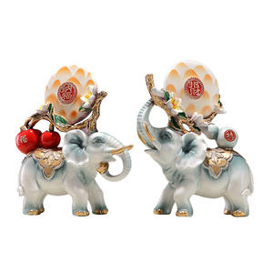 Figurines d'éléphants en résine époxy Lucky Nafu, art populaire, sculpture artistique, paire, décorations pour salon, véranda, cadeau de pendaison de crémaillère, nouvelle maison - Product Image 5