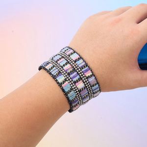 Surfer <b>Leather</b> <b>Bracelet</b> Tiered Pricing Policy Wholesalers Sweat Resistant Finish Holiday Gift for Women Solid Metal Construction - Product Image 4