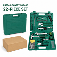 Kit d'outils de réparation domestique 22 pièces, ensemble d'outils manuels de bricolage pour la maison avec étui de transport, marteau, clé à molette, pinces, tournevis, ruban à mesurer