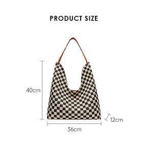 Nuova Borsa a Tracolla Hobo alla Moda in Pelle PU con Motivo a Quadri per Donne - Product Image 2