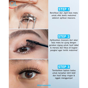 QL Waterproof & Curling <b>Mascara</b> delivers long-lasting, chemical-free black curls with a creamy texture Halal-certified for safe - Product Image 3