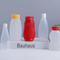 Bouteille de sauce en plastique HDPE de qualité alimentaire de 200 ml en forme de cylindre pour sauce tomate, mayonnaise, sauce chili, avec bouchon à visser et pompe à presser