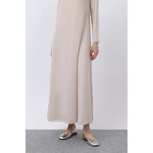 เดรสยาวผู้หญิงแต่งผ้าชีฟอง - 12447ELB - สีเบจ - Product Image 2