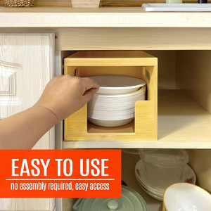 <b>Bamboo</b> Storage Box For Plates And Bowls Rectangle 18L Standing Type Kitchen Organizer Tidy Desktop <b>Container</b> - Product Image 1
