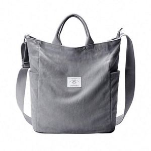 Sac fourre-tout en velours côtelé pour filles, personnalisé avec logo, décontracté, simple, durable, portable, pour l'école - Product Image 2
